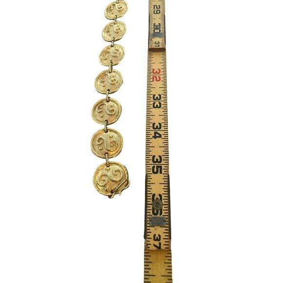 Vintage 1980's Gilded Byzantine EDOUARD RAMBAUD Chain Belt gold made Italy heart - Picture 6 of 7